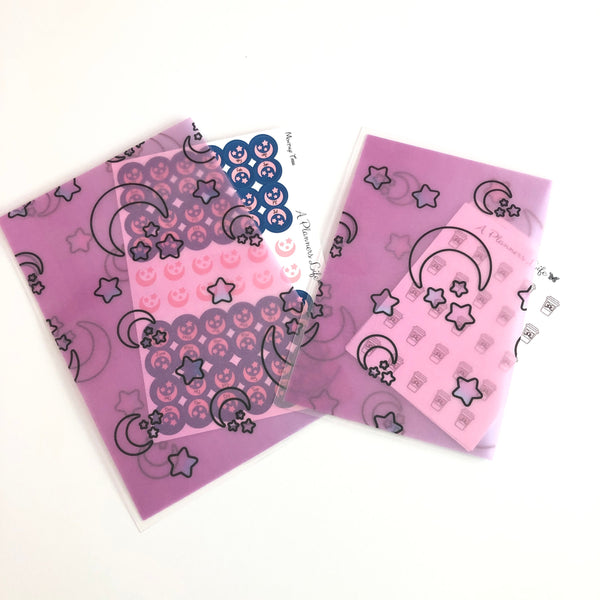 Moon and Stars Laminated Vellum Sticker Pouch for Planners — product photo 1
