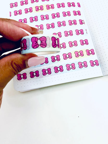 Pink Bow Washi Tape 15mm for Planners, Journals and Crafts — product photo 1