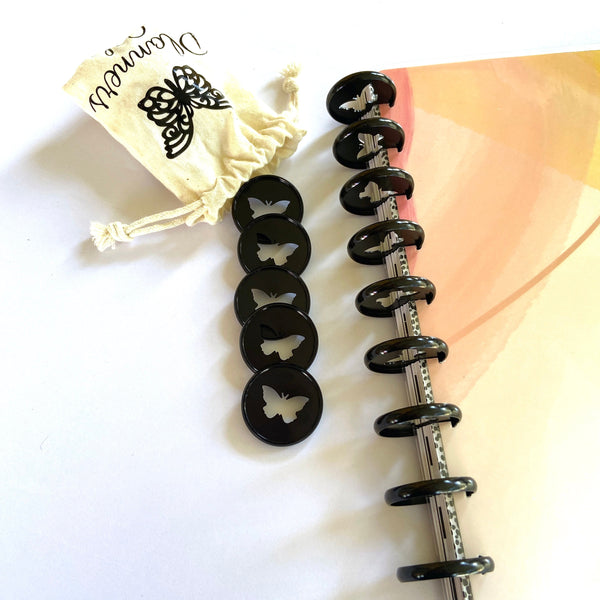 Black Butterfly 28mm Planner Binding Discs for Disc Bound Planners — product photo 4
