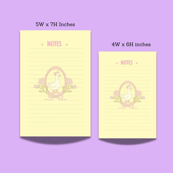Coquette Goose Lined Notepad: Soft Pink Accents, Charming Desk Notes — product photo 2
