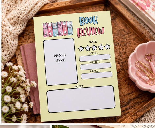 Book review notepad, 5x7 tear-away reading log with rating, title, author and notes — photo 2
