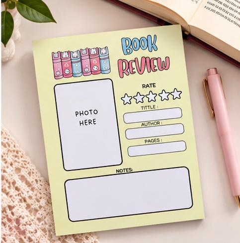 Book review notepad, 5x7 tear-away reading log with rating, title, author and notes — photo 5