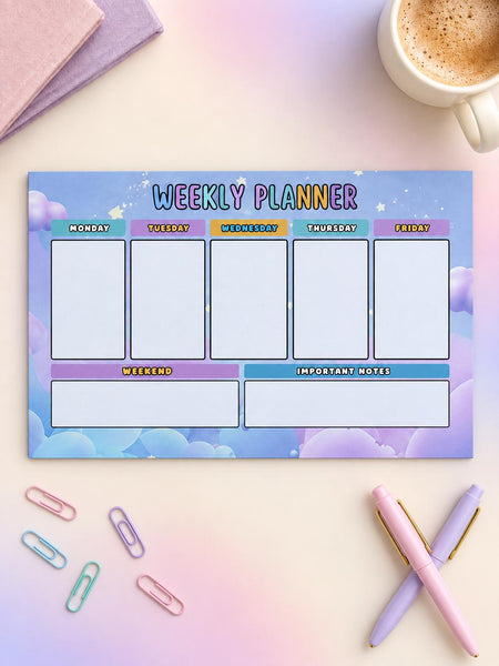 Pastel weekly planner pad, undated 9x5.5 desk planner with Monday to Friday, weekend and notes — photo 3