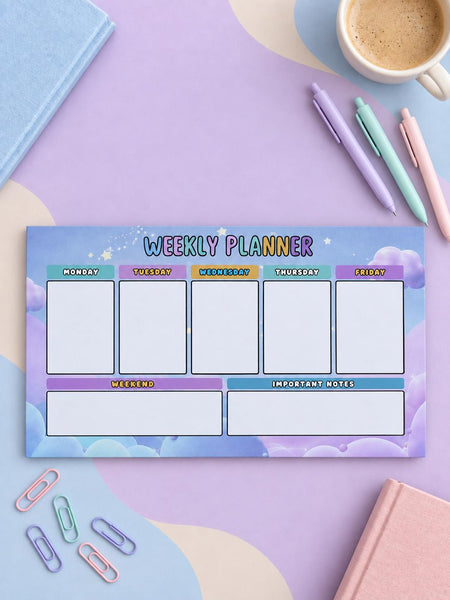 Pastel weekly planner pad, undated 9x5.5 desk planner with Monday to Friday, weekend and notes — photo 5