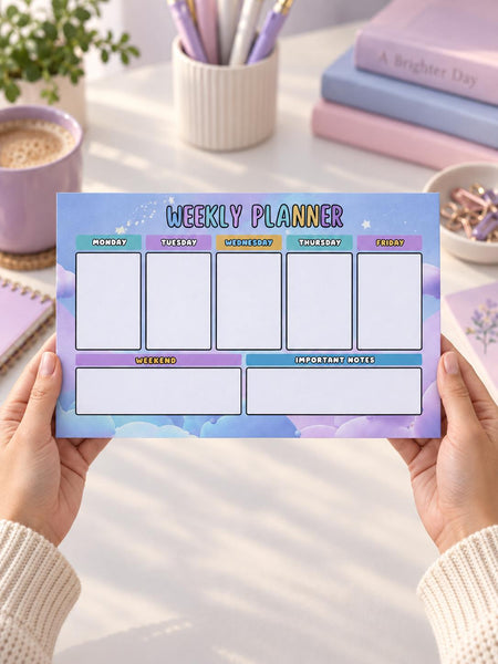 Pastel weekly planner pad, undated 9x5.5 desk planner with Monday to Friday, weekend and notes — photo 6