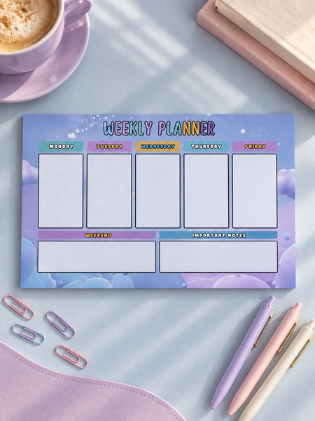Pastel weekly planner pad, undated 9x5.5 desk planner with Monday to Friday, weekend and notes — photo 2