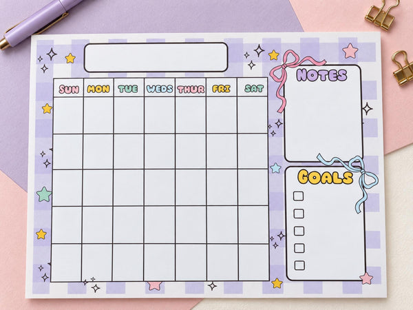 Monthly Planner Notepad — 8x11 Magnetic Tear-Off Calendar Pad with Notes and Goals, 24 Sheets