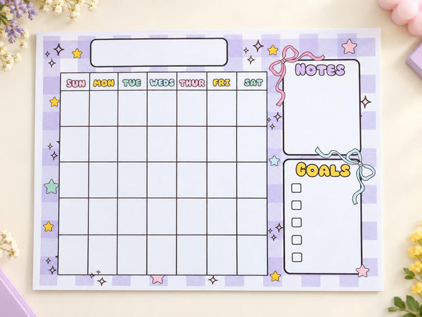 Monthly Planner Notepad — 8x11 Magnetic Tear-Off Calendar Pad with Notes and Goals, 24 Sheets