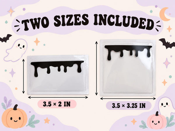 Black Drip Adhesive Vinyl Pocket Set — 2 Sizes, Clear Planner Pockets and Sticker Storage